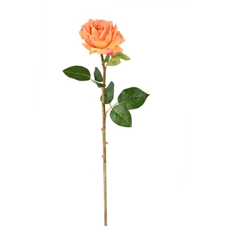 Künstliche Rose, orange, ca. 55cm hoch – Pflegeleicht!