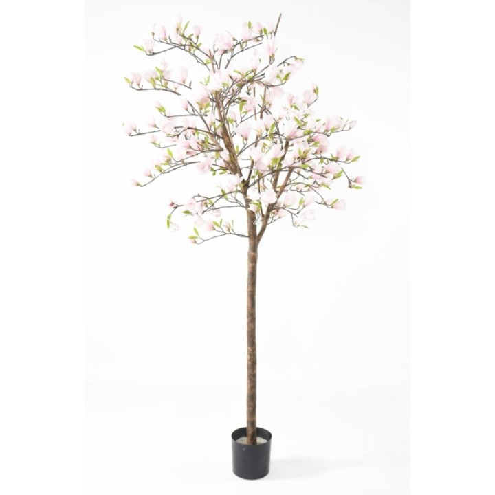 Künstlicher Japanischer Tulpenbaum, ca. 230cm hoch, Weiß-Rosa