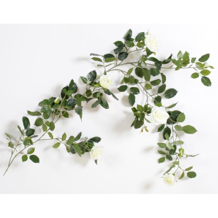 Künstliche Girlande, ca 140cm, weiss mit Royal Rose