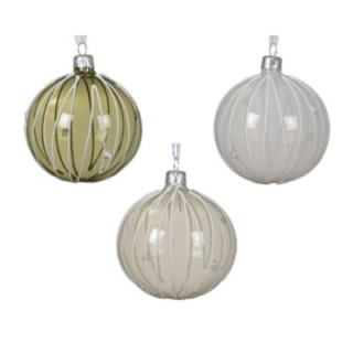Christbaumschmuck 6er Glas Grün/Weiss Ø8 cm