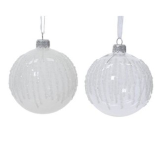 Glas-Christbaumkugel Alpen‑Schnee, 6er Ø 8cm