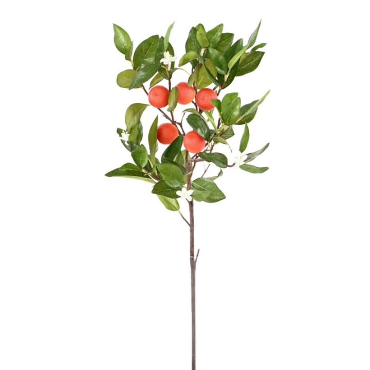 Künstlicher Orangenbaum-Zweig, ca 55cm, grün/orange/weiss