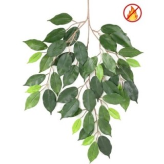 Künstlicher Ficus Blattzweig, ca 60cm, Schwer entflammbar B1/RF2, grün