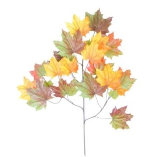 Künstlicher Platanen-Zweig, ca 79cm, grün-gelb