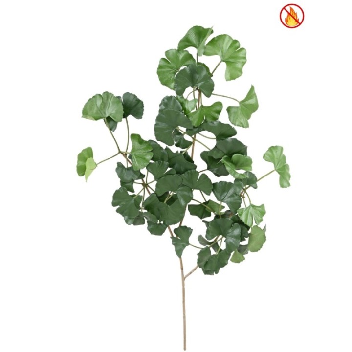 Künstlicher Ginkgo-Zweig, ca 60cm, Schwer entflammbar B1/RF2, grün