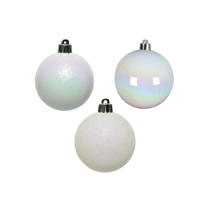 Christbaumkugel-Set Alpenzauber, 30er Set, Weiß Ø6cm