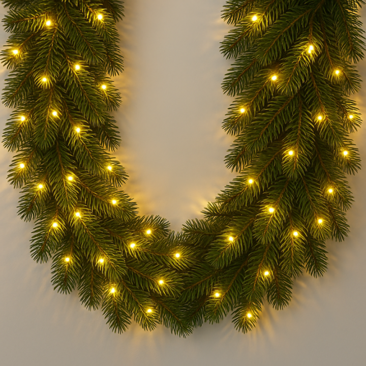 Künstliche Spritzguss | PE Tannengirlande 270cm Nordmann LED