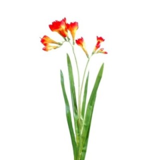 Künstliche Freesie, orange-rot, ca. 60cm hoch
